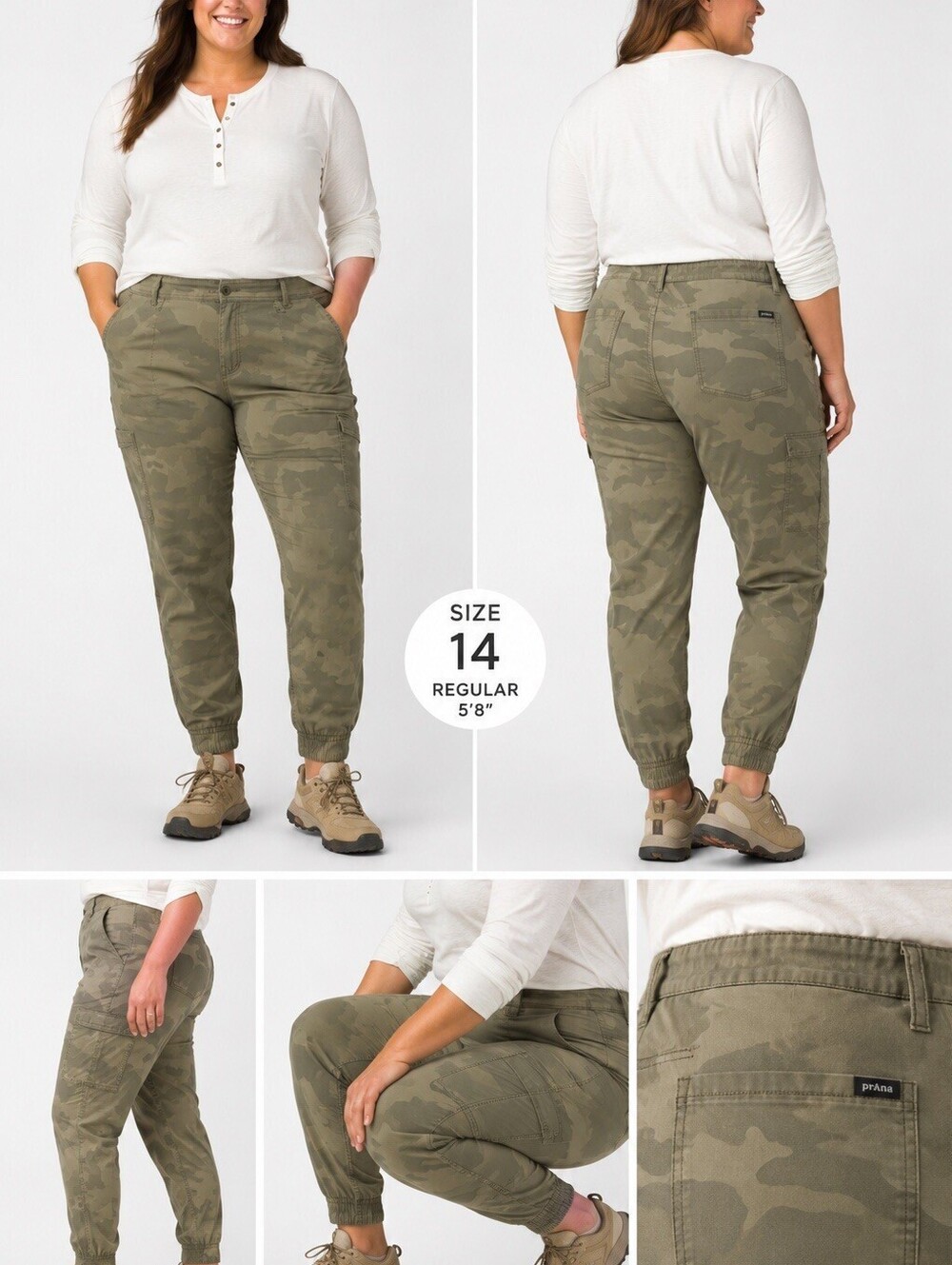 Prana Halle Jogger II Women’s 14 Regular Sage Camo Hiking Pants NWT ReZion